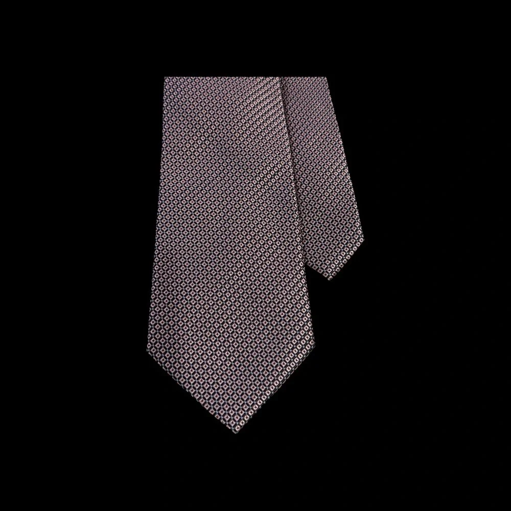 Silk Navy & Pink Geometric Tie